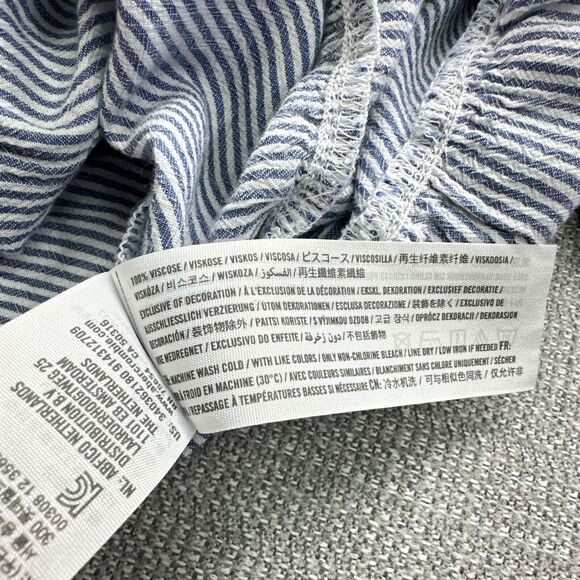 Boho Hollister Striped Tie Front Babydoll‎ Top Small Blue White Peplum Coastal - Picture 4 of 8